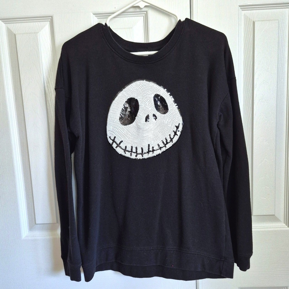 Nightmare Before Christmas Jack Skellington Halloween sequin sweatshirt medium
